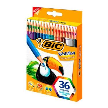 Imagem de Caixa Lápis de Cor 36 Cores Sextavado BIC Evolution Suave