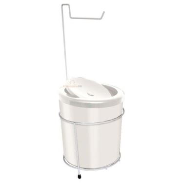 Imagem de Suporte Porta Papel Higiênico Com Lixeira 5L Cesto Lixo Tampa Basculan