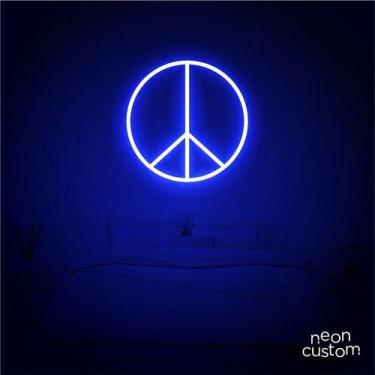 Imagem de luminaria letreiro Neon Led Paz 40x40 luminoso decoração p/ selfie - N