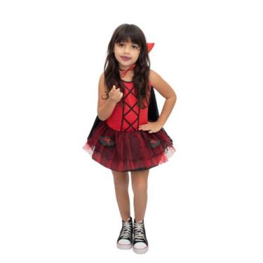Imagem de Fantasia Vampira Vermelha Infantil Halloween - coloribaby, 4