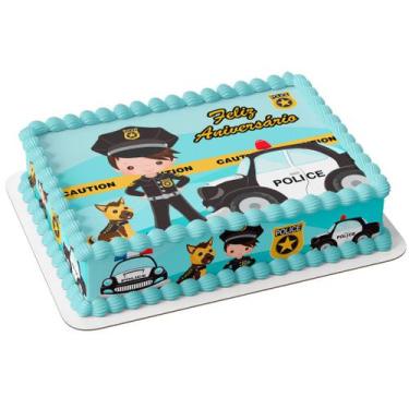Imagem de Papel arroz e faixa para bolo festa aniversário policia policial guard