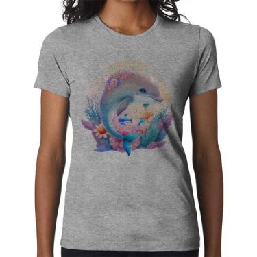 Imagem de Baby Look Golfinho Fofo - Foca na Moda, Cinza, M