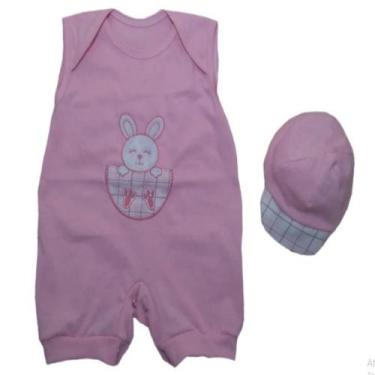 Imagem de Macacão Curto para Bebê Filhote Coelhinha Rosa 02 peças - Happy Baby, 