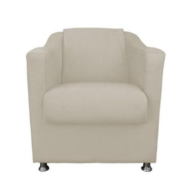 Imagem de Poltrona Decorativa Bia Sala, Camarote Sued Bege - Kimi Design