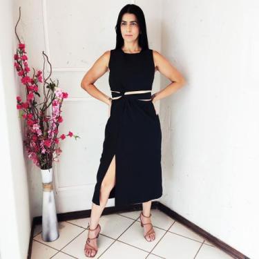 Imagem de Conjunto Saia Midi e Cropped Alfaiataria Social Elegante de Amarrar La