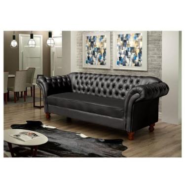 Imagem de Sofa Chesterfild Conde D'el 3 Lugares CORANO PRETO  - Novo Encanto