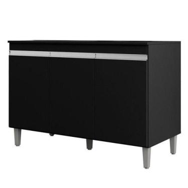 Imagem de Balcão De Pia Manu Com Tampo 120 Cm Preto Fosco - Ajl - AJL MÓVEIS