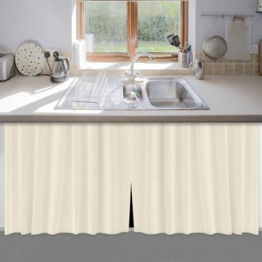 Imagem de Cortina bege moderna para pia de cozinha 100%pvc 1,38 x 0,80 - VIDA PR