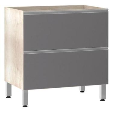 Imagem de Balcão Sem Tampo 80cm Misto Basculante Lis Legno Crem/Cinza - LUCIANE