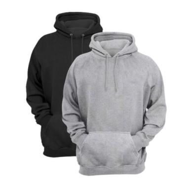 Imagem de Kit 2 Moletons Casual Flanelado Algodão Canguru Capuz Bolso - Floratin