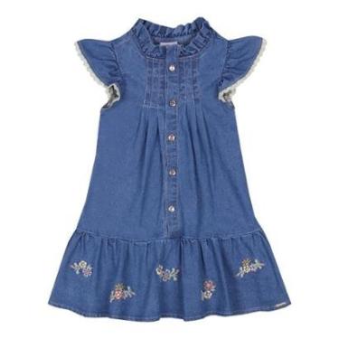 Imagem de Vestido Luxo Infantil Menina Jeans Bordado Paraiso Rf 15595-Feminino