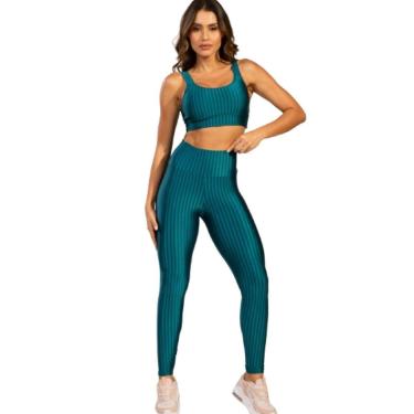 Imagem de Conjunto Top e Calça New Zig 3D Fitness Serra e Mar Alta Compressão Academia Treino Moda Feminina-Feminino