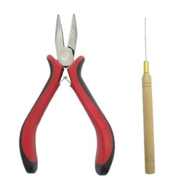Imagem de Kit Alicate Reto + Agulha Gancho Para Micro Link Mega Hair - C&C Shop