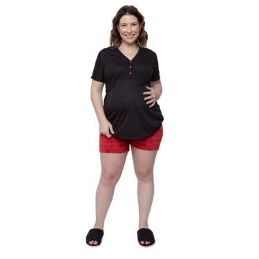 Imagem de Pijama Short Doll Panda Manga Curta Maternidade - Linda Gestante, P