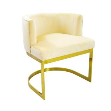 Imagem de Poltrona Moderna Metal Dourado Estofado Creme Luxo - LUXdécor Casa e J