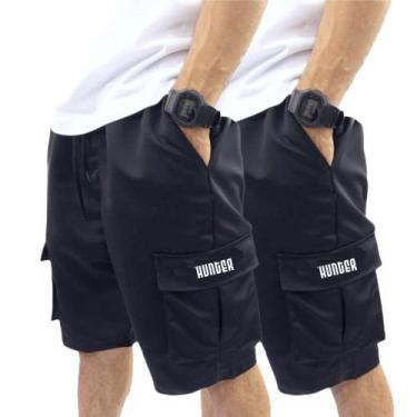 Imagem de Kit 2 Bermudas Corta Vento Bolso Cargo Hunter Colors Verão, Pto, Pto, 