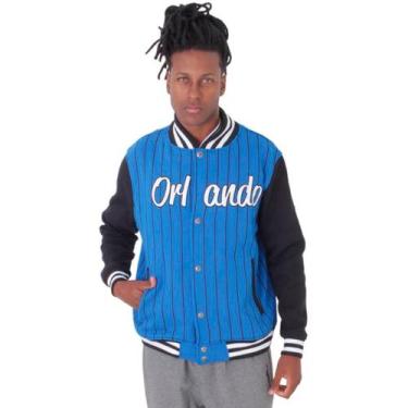 Imagem de Jaqueta College Moletom Masculina M10 Hoop Orlando Listrada, Royal, P