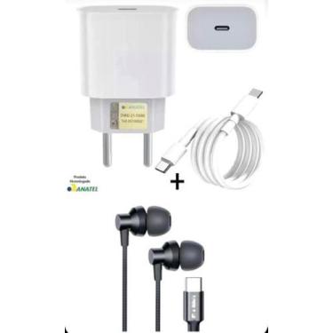 Imagem de Carregador 20W TURBO + Fone de Ouvido Tipo-C Compatível Xiaomi Note 13