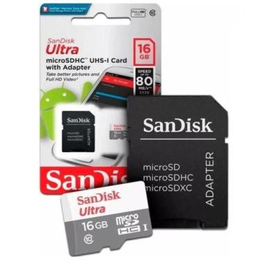 Imagem de Cartão Micro Sd 16GB Ultra Classe 10 MicroSDXC UHS-I 100mb/S - Sandisk