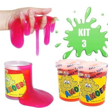 Imagem de Kit 3 Amoebas Massinha Colorida Geleca de Brincar 110g - Asca Toys, Ún