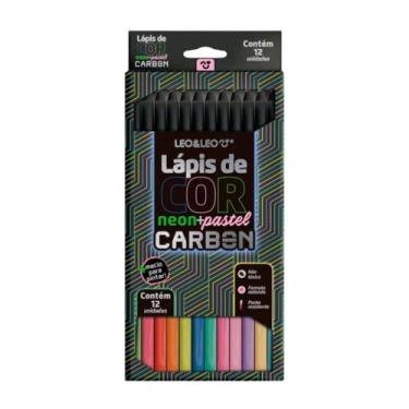 Imagem de Lapis De Cor CarbonLine 12 cores Neon+Pastel Formato Redondo - Leo e L