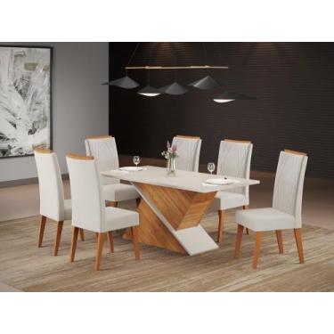 Imagem de Mesa de Jantar Retangular BMW com 6 Cadeiras Madeira Maciça Vegas - Vi