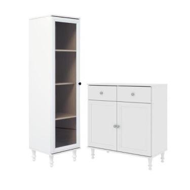 Imagem de Cristaleira + Aparador Buffet Ditália E-963-R-629, Branco
