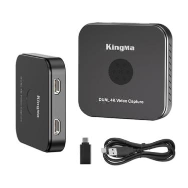 Imagem de King Ma Placa de captura de vídeo 4K/30Hz, placa de captura HDMI de local duplo com dispositivo de captura de vídeo HD USB 3.0 com baixa latência e sem atraso para transmissão ao vivo
