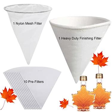 Imagem de Wimdoyily Conjunto de filtros de xarope de bordo, 12 peças, sistema de filtro de xarope de bordo reutilizável de 1 litro inclui 1 filtro de seiva de bordo resistente, 10 pré-filtros de xarope para
