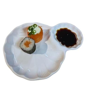 Imagem de Prato Japonês em Porcelana, Design Minimalista e Elegante, Inspirado na Tradição Oriental, Ideal para Servir Sushi, Sashimi e Missô, Peça Durável e Versátil (Branco)