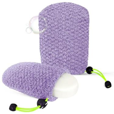 Imagem de MIG4U Bolsa De Sabonete Esfoliante Para Banho 2 Peças - Bolsa De Sabonete Em Barra, Esfoliante Corporal De Bambu, Bolso Para Banho De Viagem, Roxo