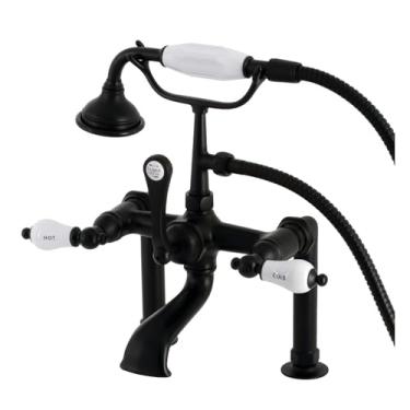 Imagem de Kingston Brass Torneira de banheira AE107T0 Aqua Vintage Deck Mount Clawfoot, preto fosco