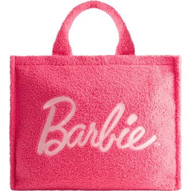 Imagem de FUL Bolsa feminina Barbie grande, de lã de ovelha sintética, bolsa de ombro com manga de carrinho, rosa, rosa, Ful Bolsa feminina Barbie grande, de lã de ovelha sintética, bolsa de ombro com manga de