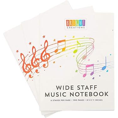 Imagem de Cadernos de composição musical, papel de pauta de manuscrito para crianças, 50 folhas (pacote com 3)