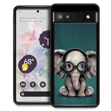 Imagem de Goodsprout Capa compatível com Google Pixel 7A, com fones de ouvido fofo pequeno elefante incrível design à prova de choque anti-arranhões capa traseira rígida PC para Google Pixel 7A