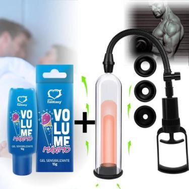 Imagem de Bomba Peniana Manual A Vácuo Anel Peniano Com Gel Maximo Volume Prolon