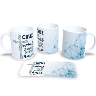 Imagem de Caneca Evangelica de Porcelana Personalizada Religião Cristã Ele Vive