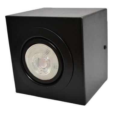 Imagem de Plafon Sobrepor Preto Com 1 Dicróica C/lâmpada 3000k(Preto,110V/220V) 