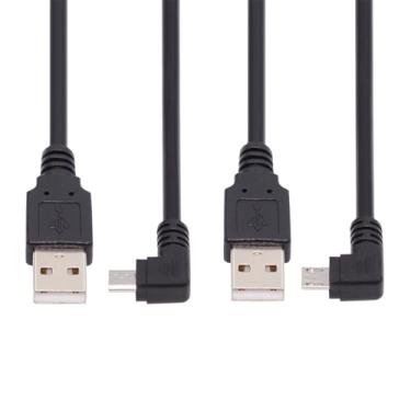 Imagem de JSER Cabo de carregamento de dados micro USB 2.0 tipo 5 pinos para USB 2.0 tipo A de 90 graus, ângulo esquerdo e direito, 480 Mbps, para celular, tablet, câmera de computador, pacote com 2 (100 cm)