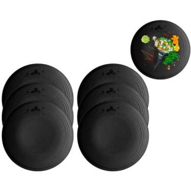 Imagem de 6 Pratos em Melamina Japonesa Oriental Preto Kanpai 25cm - Best