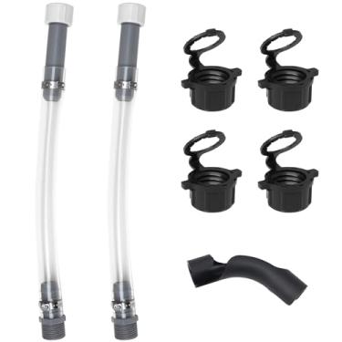 Imagem de mapleza Conjunto prático de reabastecimento com 2 mangueiras de lata de gás, 1 dobrador de mangueira e 4 tampas de ventilação compatíveis com jarro de combustível VP de 3/5/5,5 galões, adequado para