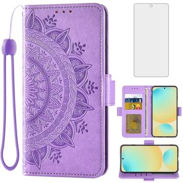 Imagem de Asuwish Capa de telefone para Samsung Galaxy S24 FE 5G capa carteira de vidro temperado protetor de tela suporte de cartão de crédito bolsa flip alça de pulso suporte fólio celular acessórios S 24 EF