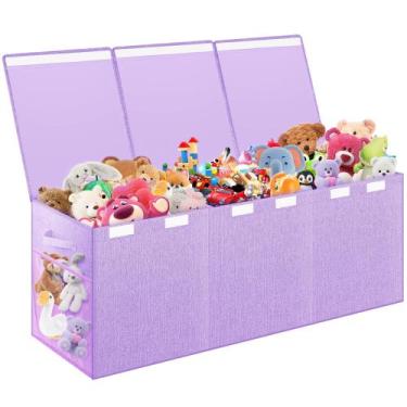 Imagem de Caixa de Brinquedos Mabahoo Extra Grande com Bolsos de Malha - Roxa