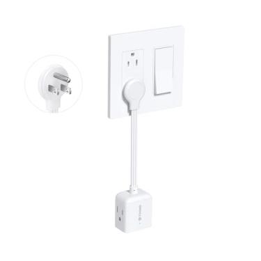 Imagem de TROND Extensor De Tomada Plana Com Cabo De 6 Polegadas Para Tomada Invertida, Adaptador De Divisor De Tomada De Extensão De Plugue Plano, Extensor De Plugue De Parede Elétrico De 3 Vias Para Cruzeir