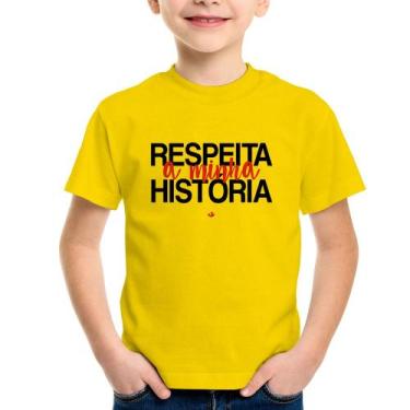 Imagem de Camiseta Infantil Respeita a minha História - Foca na Moda, Amarelo, 4