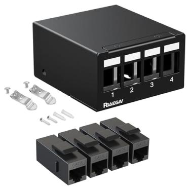 Imagem de PBAEGAV Patch Panel 4 portas com 4 peças Cat6 Keystone Jack UTP sem ferrugem e durável (1U 4 portas Cat6 Keystone Jack não blindado)