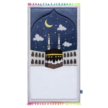 Imagem de East West Souk Coleção de tapetes de oração infantis – Tapetes de oração divertidos e confortáveis para crianças (meia-noite em Meca)