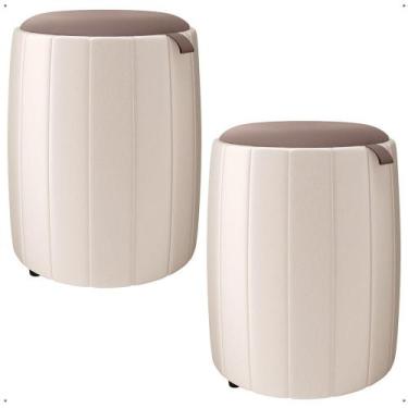 Imagem de Conjunto de Puff gourmet moderno banqueta Esther para sala, quarto ou 