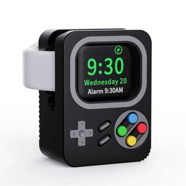 Imagem de Suporte de carregador criativo Hygge Living iWatch para Apple Watch SE, séries 10, 9, 8, 7, 6, 5 e 4, suporte de carregamento de silicone estável, design de console de jogos, suporta modo criado-mudo
