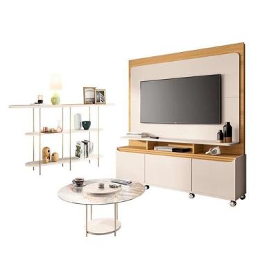 Imagem de Estante Home Theater Quantum Off White Cinamomo e Aparador Infinity e 